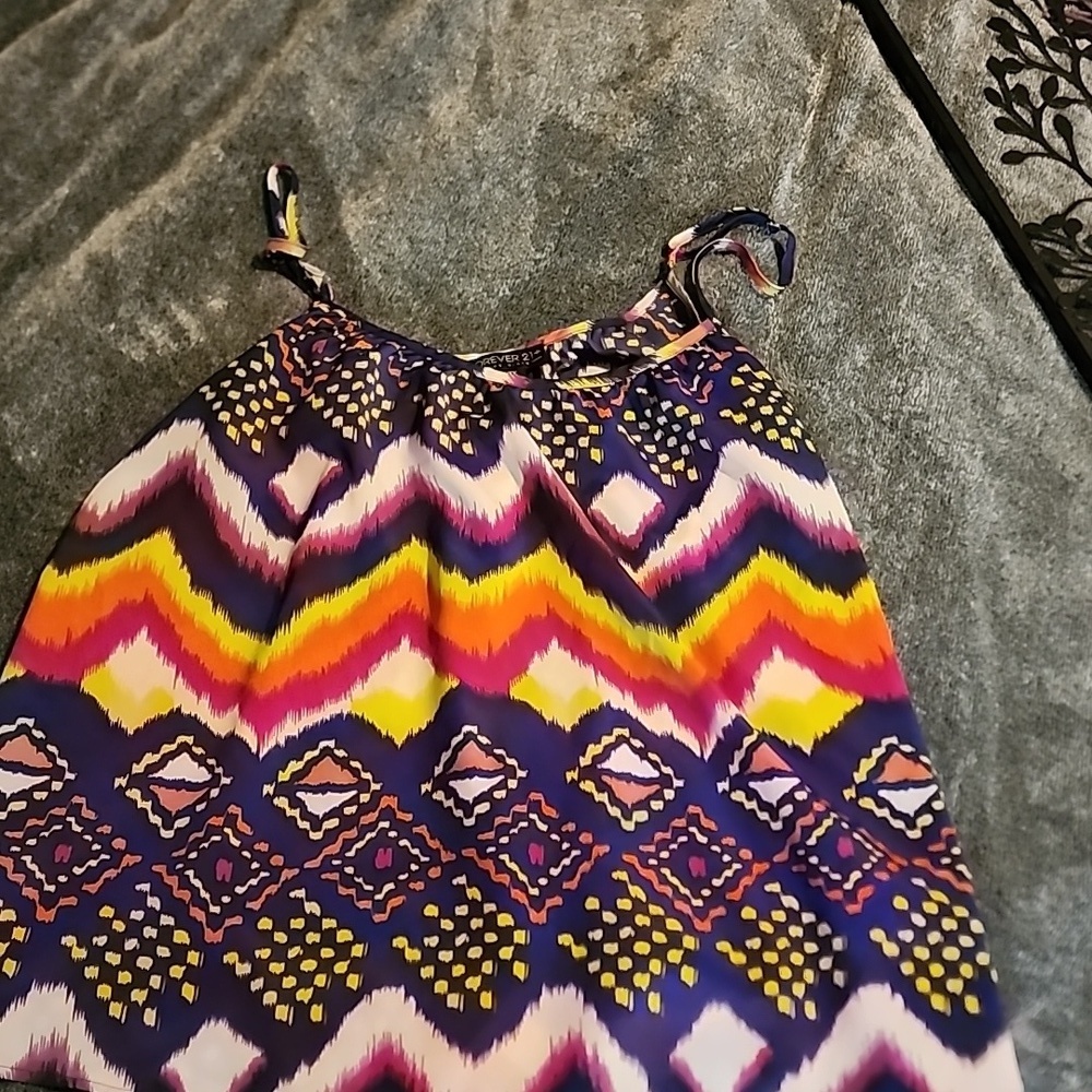 Bold Retro Aztec Neon/Abstract Pattern Oversized Plus Size Cami Tank - Picture 3 of 4